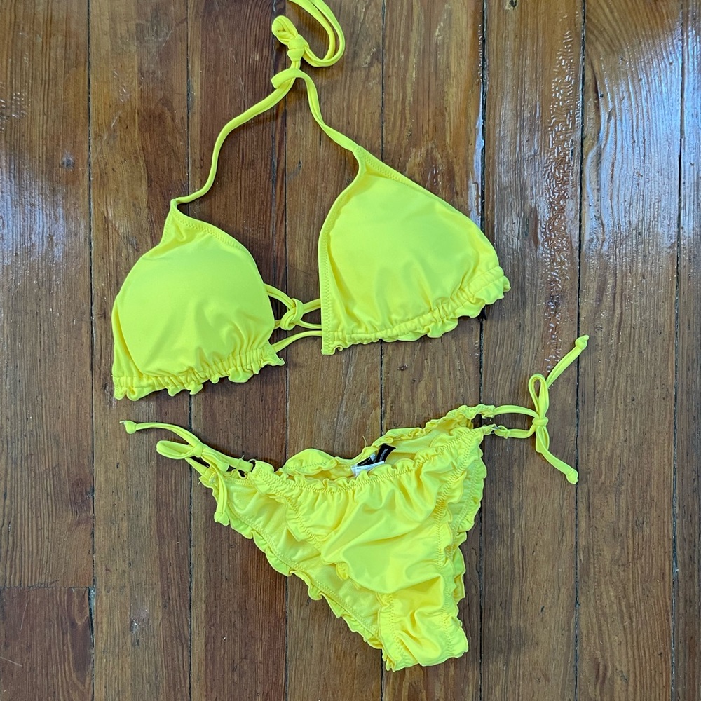 PLT Yellow Ruched Bikini